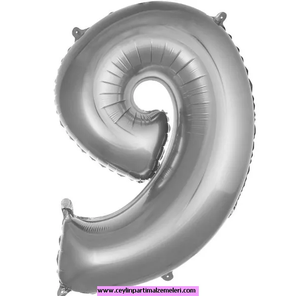 9 Rakam Gümüş Folyo Balon